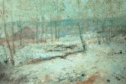 John Henry Twachtman Snow Scene oil on canvas